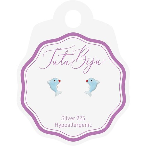 Tutu Biju modni uhančki dolphin 8.0 mm - silver light blue - TDO80S018 Slike