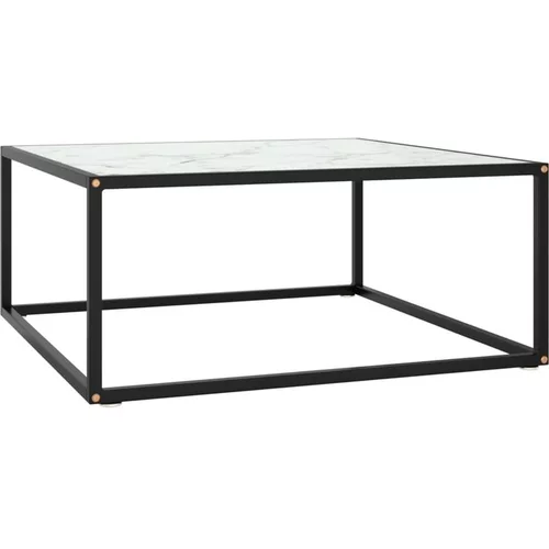  Klubska mizica črna z belim marmornim steklom 80x80x35 cm