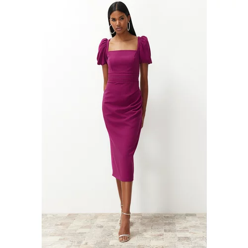 Trendyol Purple Waist Detailed Body-Fitting Woven Dress