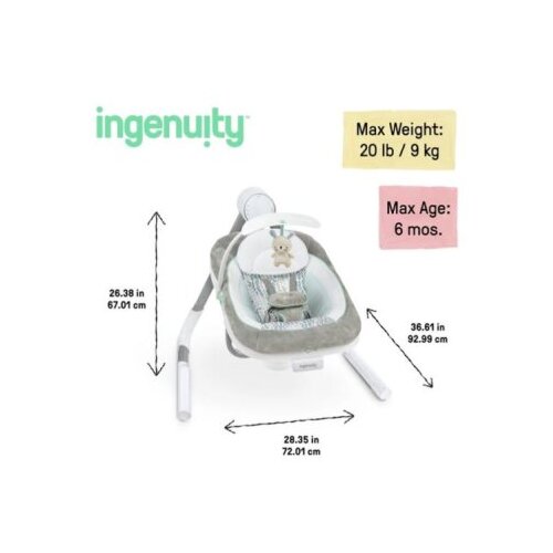Kids II 12058 ingenuity ljuljaska anyway sway™ spruce™ 0-9m (max 9kg) ( SKU12058 ) Cene