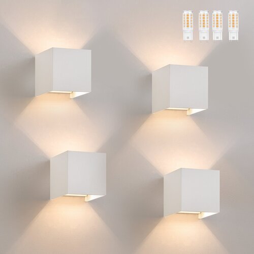 Nettlife Komplet 4 LED stenskih svetilk za zunanjo uporabo, topla bela IP65, za dom, spalnico, hodnik, stopnišče, (22136441) Cene