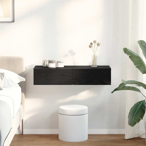 vidaXL Zidna polica s ladicama crna 80x33x17 cm izrađeno drvo Cijene