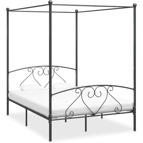  Okvir za krevet s nadstre&amp;scaron;nicom sivi metalni 140 x 200 cm Slike