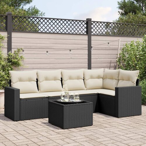 6-dijelni set vrtnih sofa s jastucima crni od poliratana Cijene