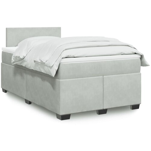 vidaXL Box spring postelja z vzmetnico svetlo siva 120x200 cm žamet Cene