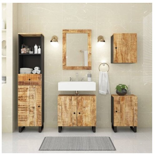 vidaXL 5-dijelni set kupaonskog namještaja od masivnog drva manga Cijene