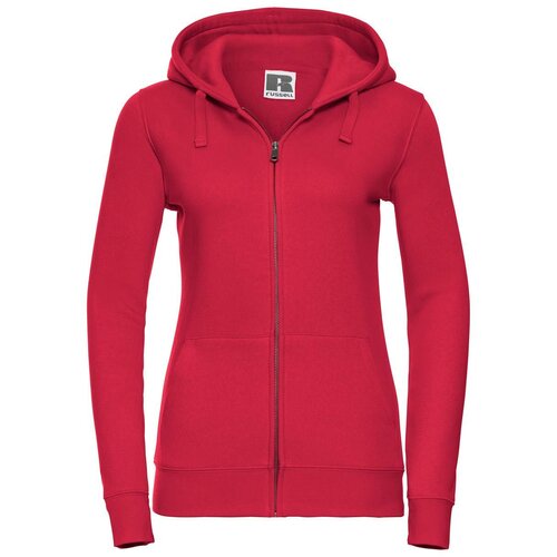 RUSSELL Red women's sweatshirt with hood and zipper Authentic Cene