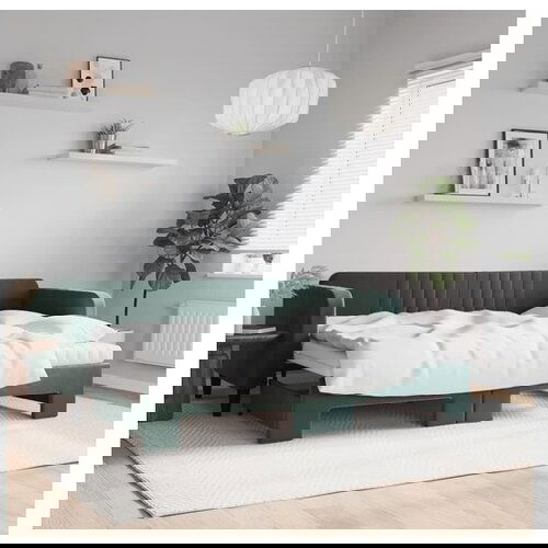 VidaXL Izvlečna dnevna postelja z vzmetnico zelena 80x200 cm Slike