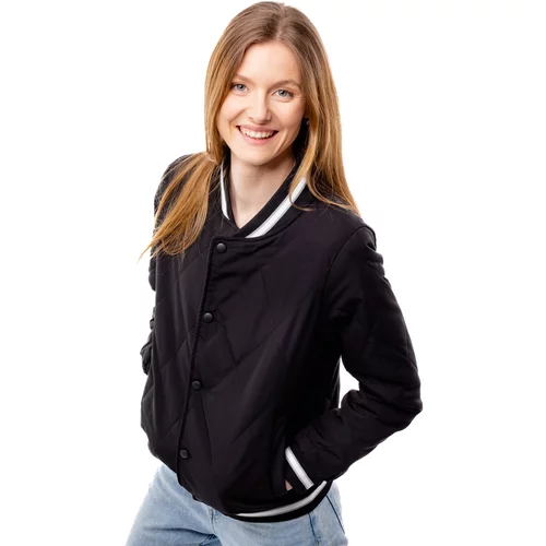 Glano Women's Quilted Bomber Jacket - Black