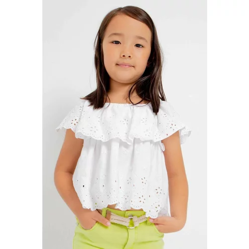Mayoral Dječja pamučna bluza boja: bijela, glatka