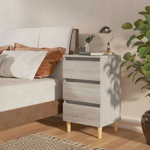  Noćni ormarići s drvenim nogama 2 kom sivi hrast 40x35x69 cm Slike