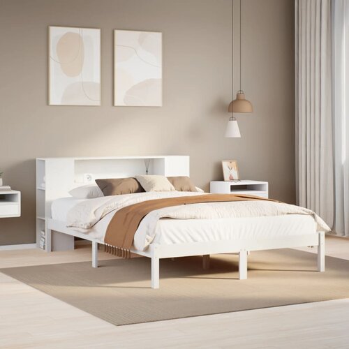 vidaXL Krevet s regalom z knjige bez madraca bijeli 120x200cm borovina Cijene