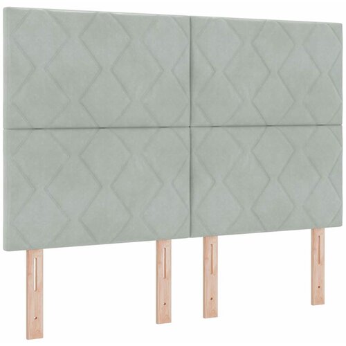 VidaXL LED vzglavje z LED lučmi Geometrični Svetlo siva 160 cm Žamet, (5000043912) Slike