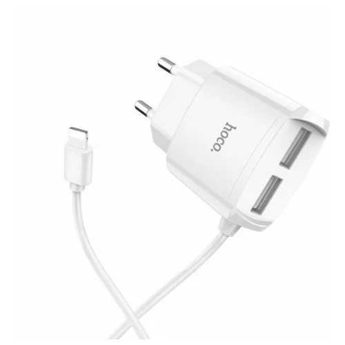 Hoco hišni polnilec C59A 2,4A 2x USB vtič s polnilnim kablom Lightning (iPhone 12)