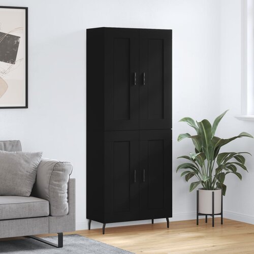  Visoka komoda crni 69,5x34x180 cm konstruirano drvo Slike