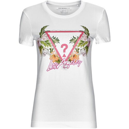 Guess SS CN TRIANGLE FLOWERS TEE Bijela Slike