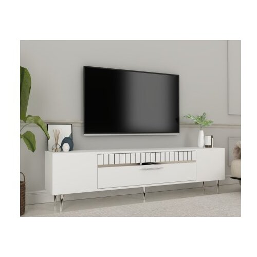 Hanah home Hanah Kućni TV komoda Decolp1, 150x48x29,6 cm, Bijelo-srebrna Cene