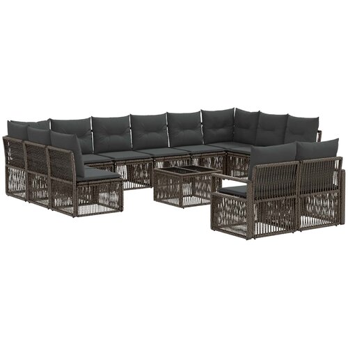 vidaXL Vrtna sedežna garnitura 13 pcs Siva poli ratan, (5000271206) Cene