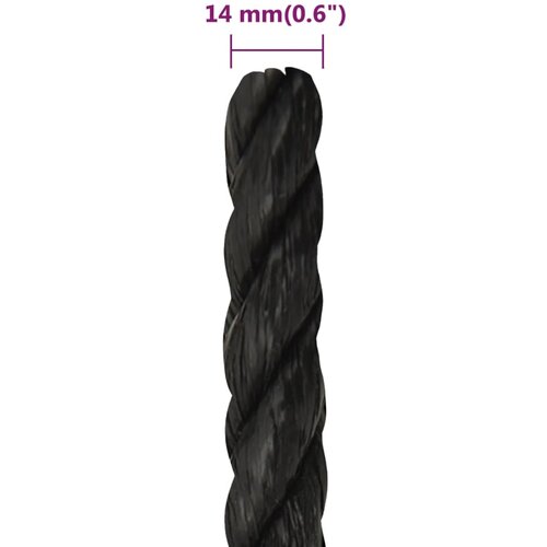  Radno uže crno 14 mm 100 m od polipropilena Slike