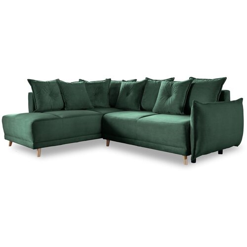 Miuform Zelena sklopiva kutna garnitura od samta (s lijevim kutom) Lazy Lukka &amp;ndash; Slike
