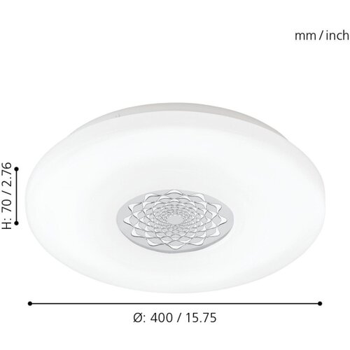 Eglo capasso 1 plafonjera/1, led, 24w, 3600lm, prom 400, krom/bijela Slike