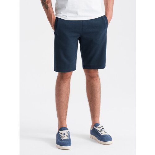 Ombre BASIC men&amp;#039;s cotton sweat shorts - navy blue Slike