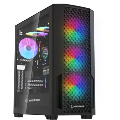 Rampage Kući&scaron;te gaming SHELOB Mesh, Tempered Glass, 4*ARGB Infinity Fan, Hub, E-ATX, Mid-T, 39991 Cijene