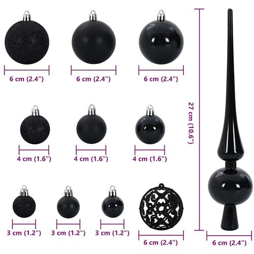 VidaXL set božićnih ukrasnih kuglica 120 pcs crna plastika Slike