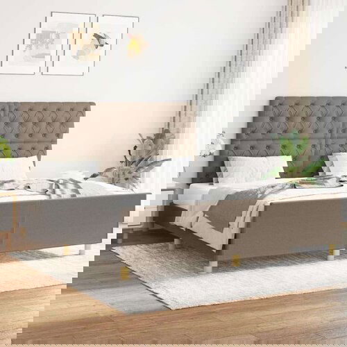 Posteljni okvir z vzglavjem taupe 160x200 cm blago, (20905680) Cene