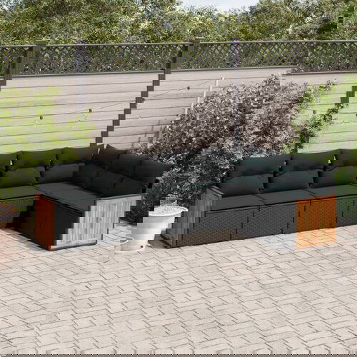  The Living Store Vrtna sedežna garnitura 7-delna z blazinami črn poli ratan - Vrtna Sedežna Garniture, (21478342) Cene