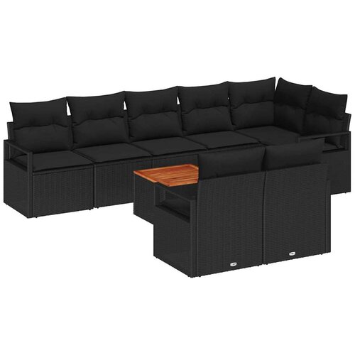 vidaXL Vrtna sedežna garnitura z blazino 9 pcs Črna poli ratan, (5000145330) Cene