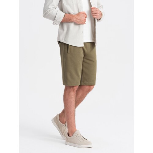 Ombre Men&amp;#039;s BASIC cotton sweat shorts - olive Slike