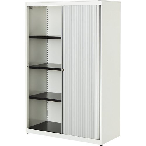 mauser Omara s prečnim rolojem, VxŠxG 1516 x 1000 x 432 mm, jeklena plošča, 3 police, čisto bele / aluminijaste / čisto bele barve Cene