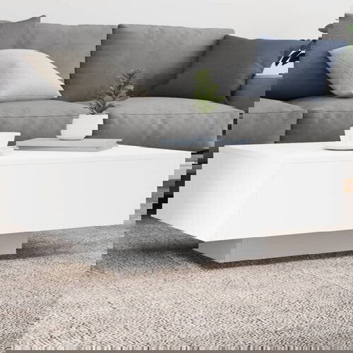  The Living Store Klubska mizica z LED lučmi bela 85x55x31 cm - Klubska Mizica, (21502254) Slike