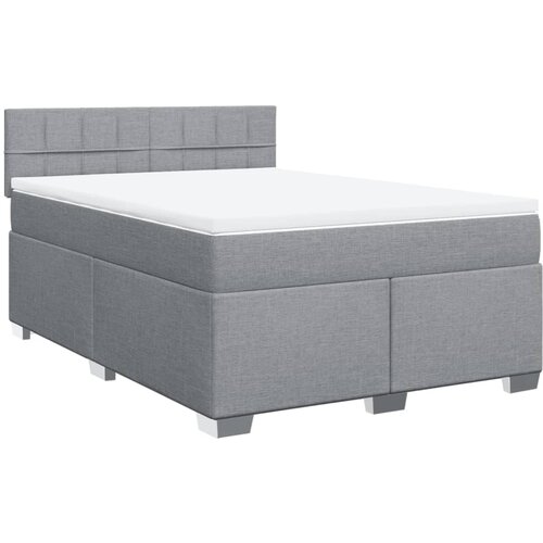 VidaXL Box spring posteljni z vzmetnico svetlo siv 140x190 cm blago, (21307505) Slike