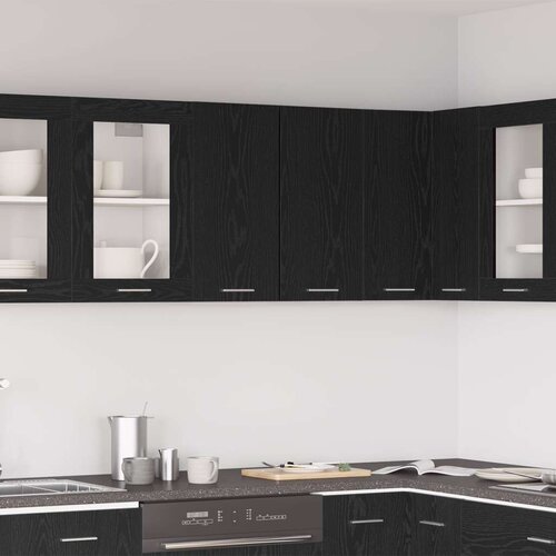  Crni hrastov viseći ormar 60x31x60 cm od konstruiranog drva Cijene