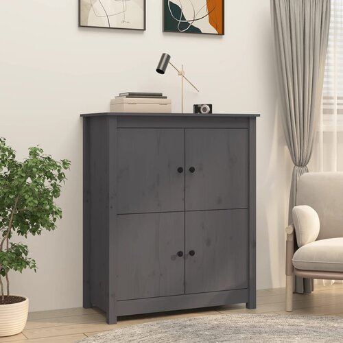 The Living Store Komoda siva 83x41,5x100 cm trdna borovina - Komoda, (21663329) Slike