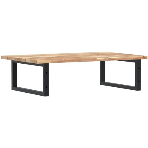  Zidna polica za umivaonik od čelika i masivnog bagremovog drva Smeđa 60 x 50 x 2 cm Slike