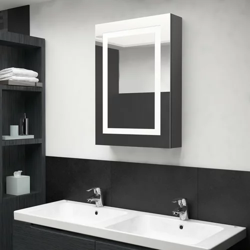 vidaXL LED kopalniška omarica z ogledalom siva 50x13x70 cm, (20622232)