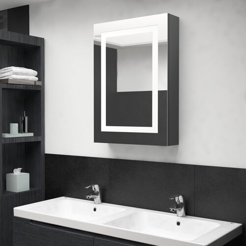 VidaXL LED kupaonski ormarić s ogledalom sivi 50 x 13 x 70 cm Slike