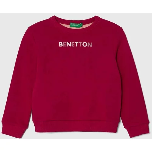 United Colors Of Benetton Otroški bombažen pulover roza barva