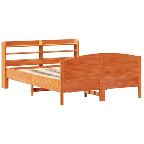 VidaXL Posteljni okvir z vzglavjem vo&amp;scaron;čeno rjava 135x190 cm borovina, (21303442) Slike
