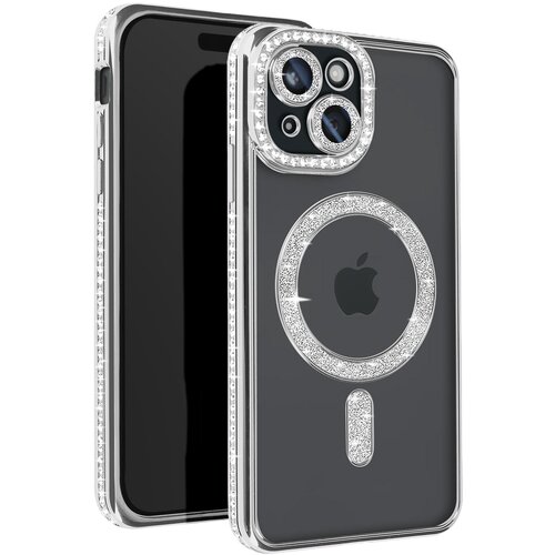 AVIZAR diamond case za iphone 15 zaščita magsafe contour strass, srebrna, (5000011078) Cene