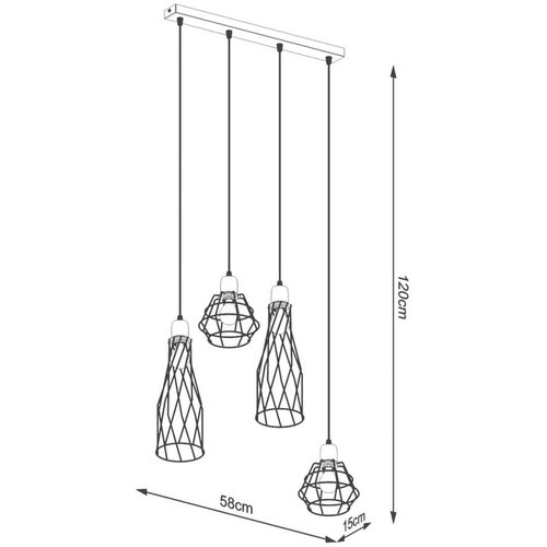  Sollux SL.1167 - Luster na sajli SUBA 4xE27/15W/230V crna Slike