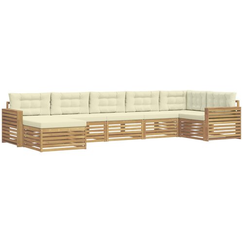  Set vanjskih sofa 7 kom. Bijela i krem Smeđa 410 x 172,5 x 73 cm Slike