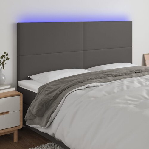 The Living Store led posteljno vzglavje sivo 160x5x118/128 cm umetno usnje - led vzglavje, (21418863) Slike