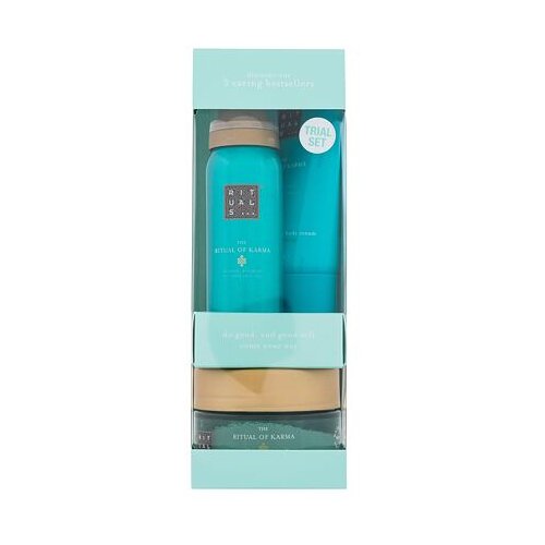 Rituals the Ritual Of Karma 3 Caring Bestsellers darovni set pjena za tu&scaron;iranje The Ritual Of Karma 50 ml + piling za tijelo The Ritual Of Karma 125 g + krema za tijelo The Ritual Of Karma 70 ml za žene Cijene