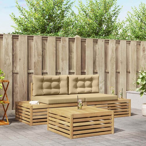4 4 kom. Set vanjskih sofa Poliester Bijela Slike