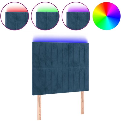 VidaXL LED posteljno vzglavje temno modro 90x5x118/128 cm žamet, (20936228) Slike