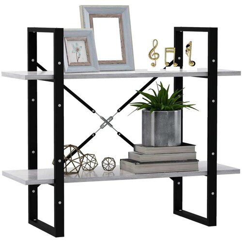 VidaXL Knjižna omara 2-nadstropna betonsko siva 80x30x70 cm iverna pl. Slike